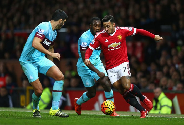 during the Barclays Premier League match between Manchester United and West Ham United at Old Trafford on December 5, 2015 in Manchester, England.