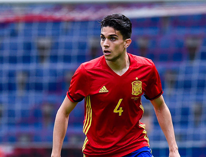 SALZBURG, AUSTRIA - JUNE 01:  Marc Bartra of Spain runs with the ball during an international friendly match between Spain and Korea at the Red Bull Arena stadium on June 1, 2016 in Salzburg, Austria.  (Photo by David Ramos/Getty Images)