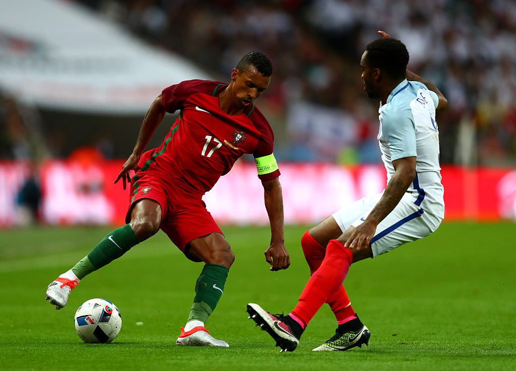 LONDON, ENGLAND - JUNE 02:  Nani of Portugal is faced by Danny Rose of England during the international friendly match between England and Portugal at Wembley Stadium on June 2, 2016 in London, England.  (Photo by Clive Rose/Getty Images)