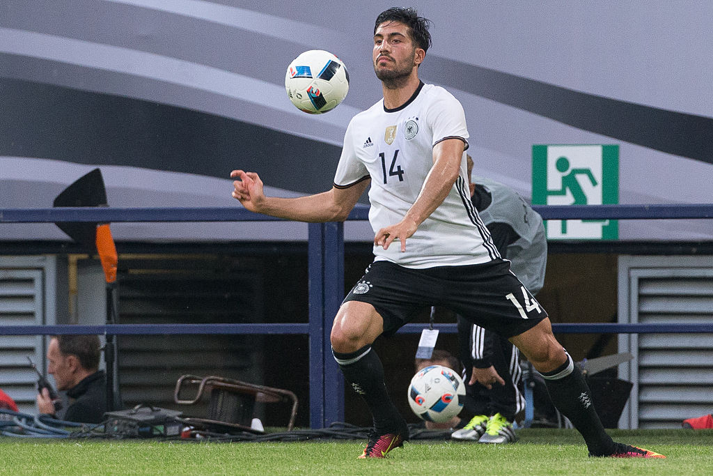 GELSENKIRCHEN, GERMANY - JUNE 04:  Emre Can of Germany plays the ball during the international friendly match between Germany and Hungary  at Veltins-Arena on June 4, 2016 in Gelsenkirchen, Germany. Germany won 2:0. (Photo by Maja Hitij/Bongarts/Getty Images)