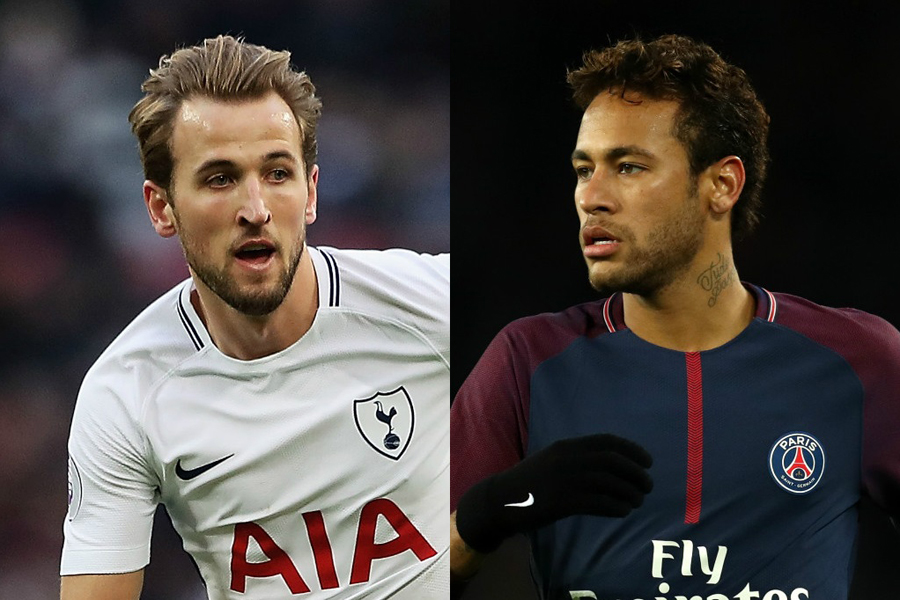 トットナム所属のFWハリー・ケイン（左）、PSG所属のFWネイマール（右）【写真：Getty Images】
