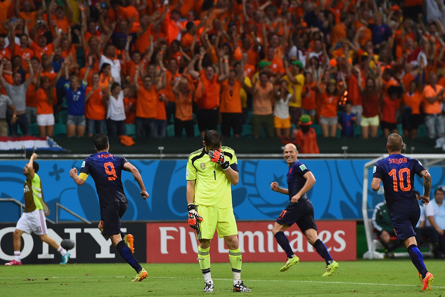 2014年ブラジルW杯のスペイン対オランダは、1-5でオランダが勝利した【写真：Getty Images】