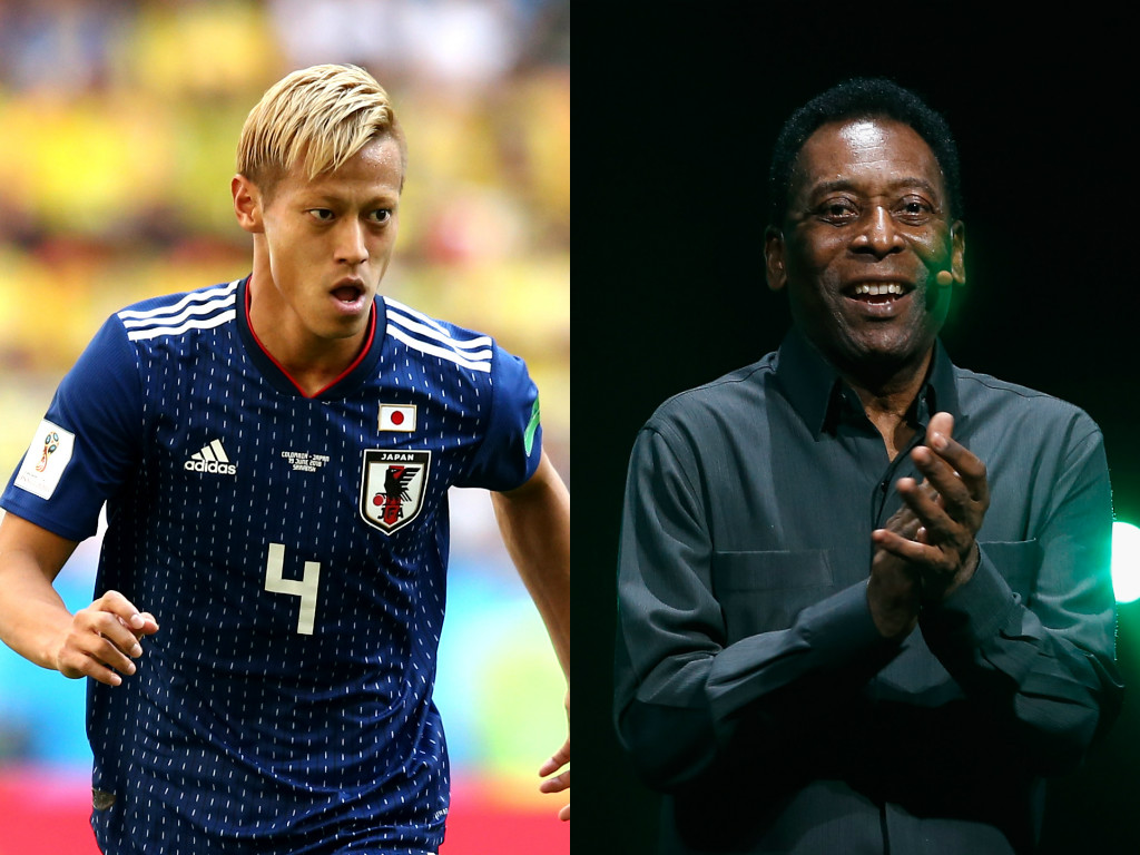 本田（左）が幼少期に影響を受けたペレ（右）について語った【写真：Getty Images】