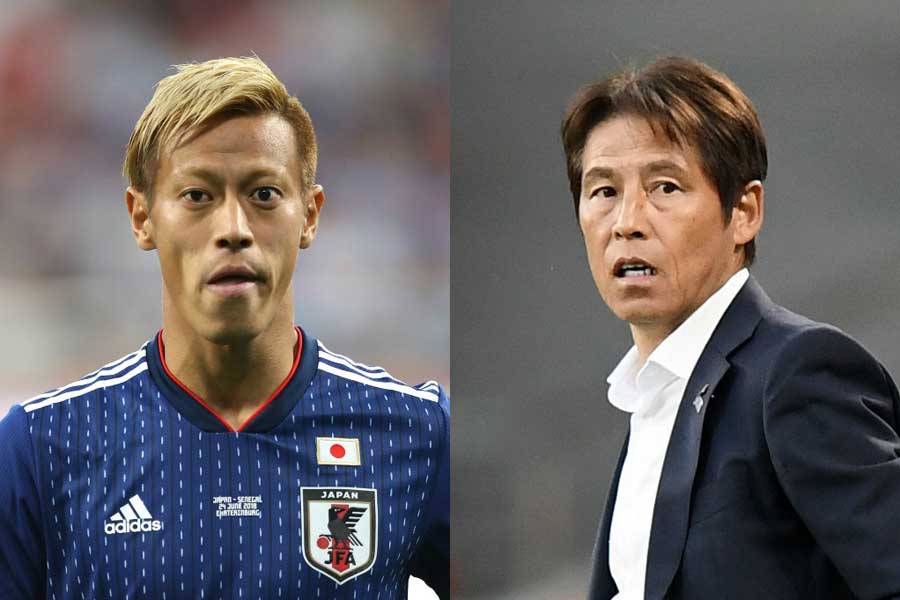 本田(左)投入で同点弾、西野監督(右)は何を指示?【写真:Getty Images】