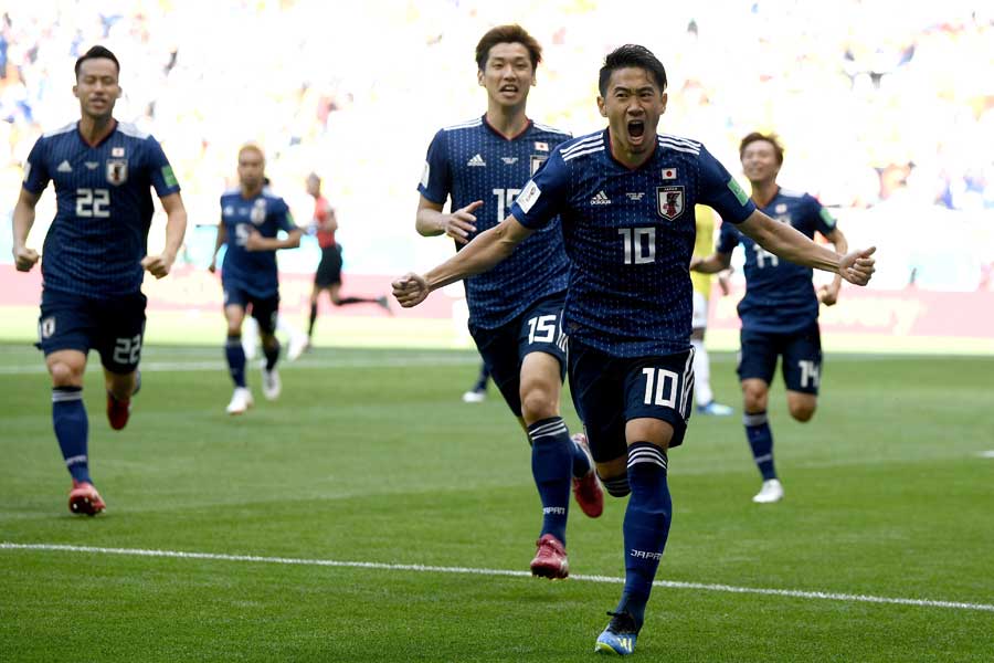 グループリーグ初戦コロンビア戦で2-1と勝利し、アジア勢としてはW杯で初めて南米勢を撃破【写真：Getty Images】