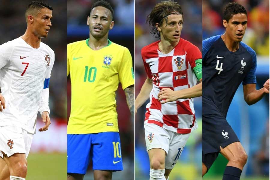 (左から)C・ロナウド、ネイマール、モドリッチ、ヴァラン【写真：Getty Images】