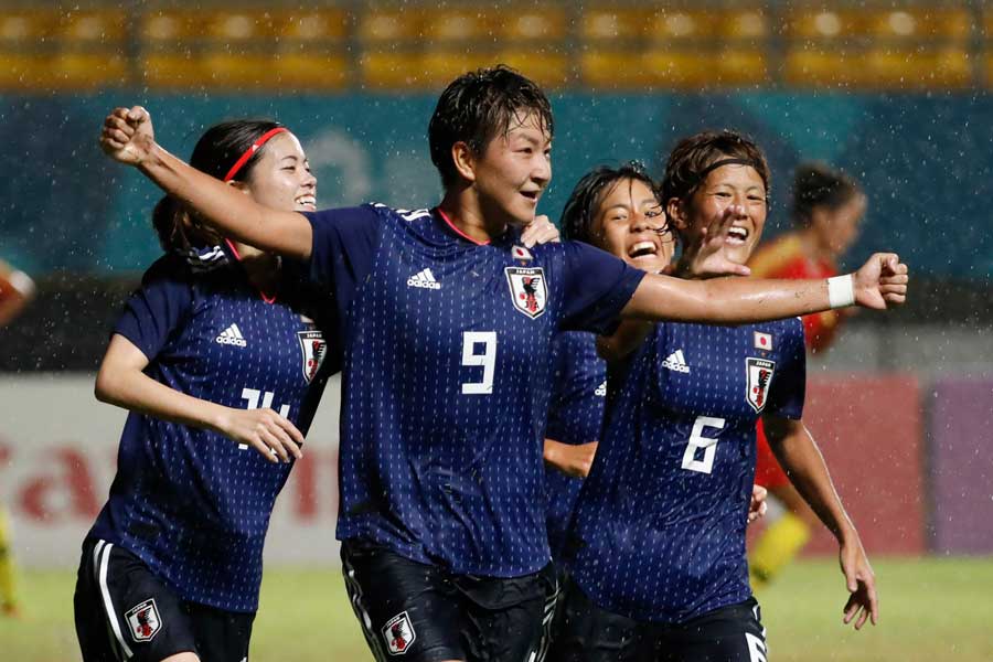 アジア大会決勝で決勝ゴールを挙げた菅澤【写真:AP】