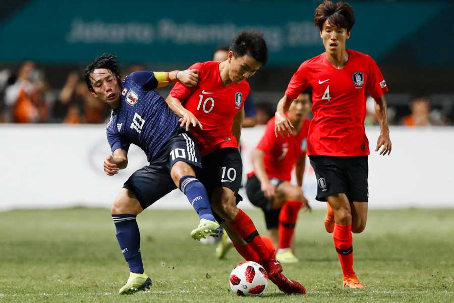 アジア大会男子サッカー決勝は、スコアレスのまま延長戦へ【写真：AP】