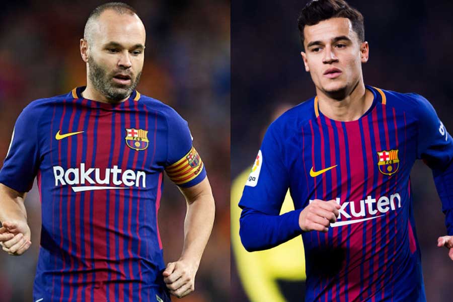 かつてイニエスタ(現在はヴィッセル神戸所属)がプレーしたのと同じ、4-3-3のインサイドハーフとして起用されているコウチーニョ【写真:Getty Images】