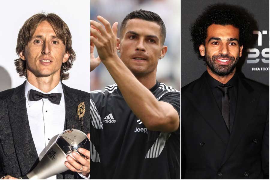(左から) モドリッチ、ロナウド、サラー【写真:Getty Images】