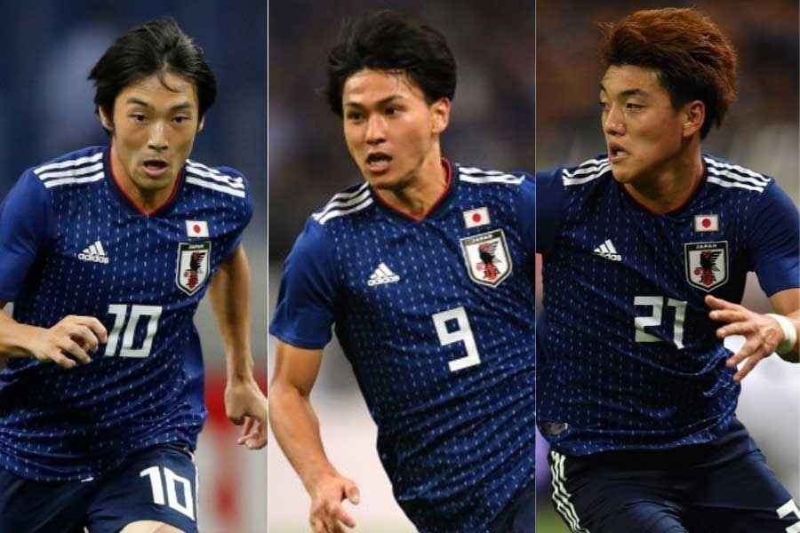 (左から) 中島、南野、堂安【写真:田口有史&Getty Images】