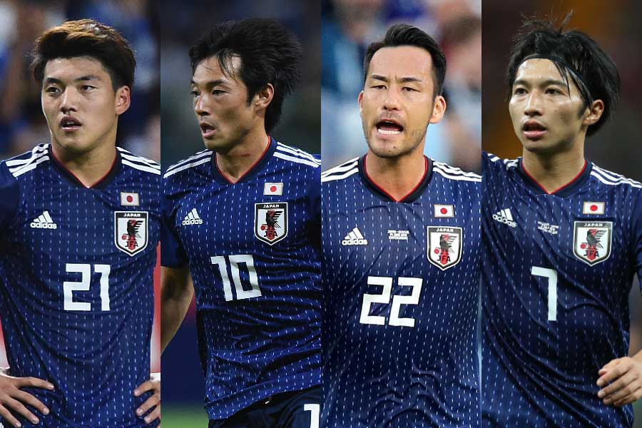 (左から)堂安、中島、吉田、柴崎【写真:Getty Images】