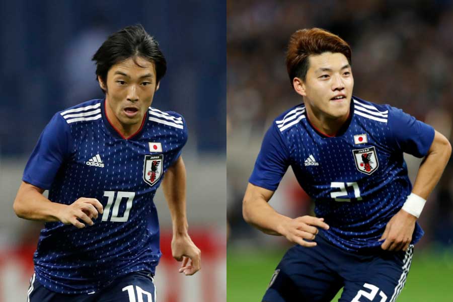 MF中島翔哉（左）、MF堂安律（右）【写真：田口有史】