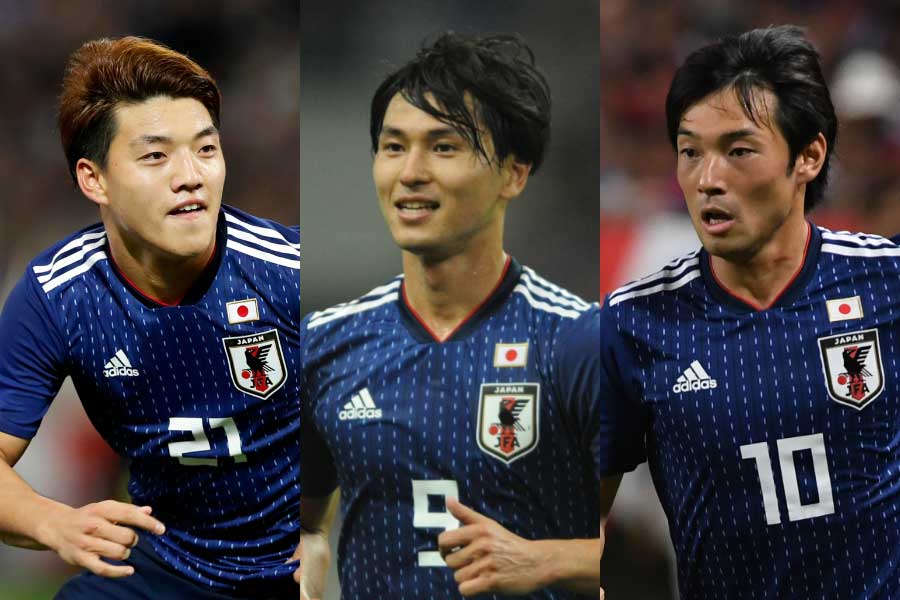 (左から)堂安律、南野拓実、中島翔哉【写真:Getty Images & 田口有史】