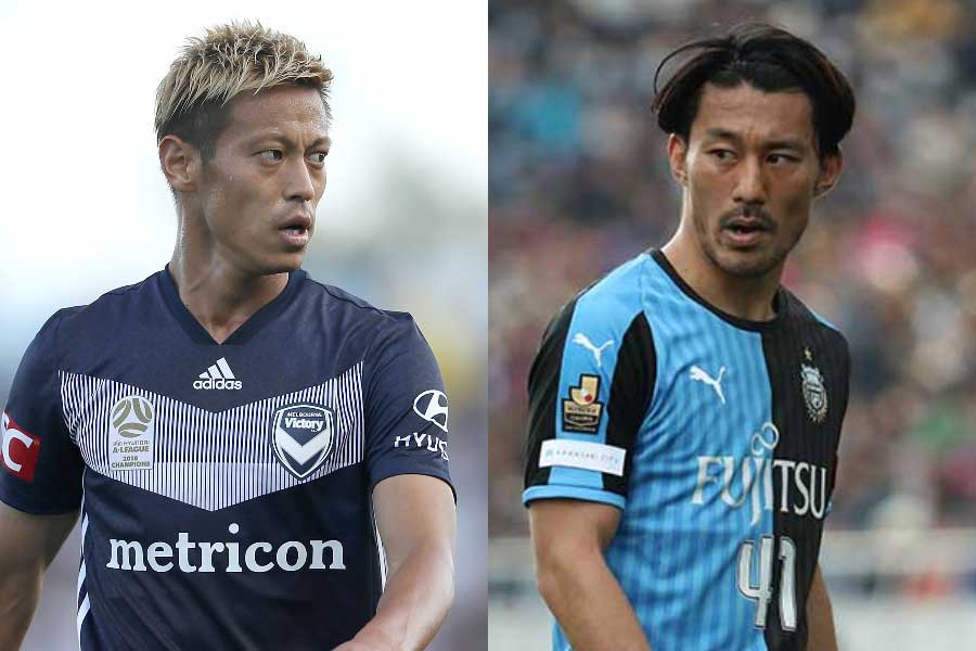 本田圭佑（左）、家長昭博（右）【写真：Getty Images ＆ Football ZONE web】