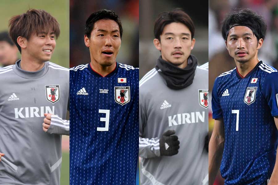 （左から）安西幸輝、昌子源、西大伍、柴崎岳【写真：Getty Images ＆ Football ZONE web】