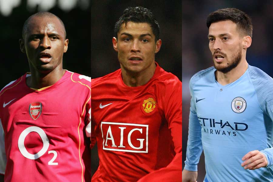 （左から）パトリック・ヴィエラ、C・ロナウド、ダビド・シルバ【写真：Getty Images】