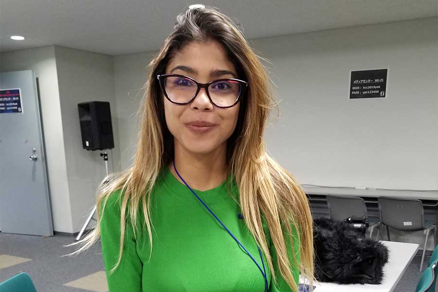 スポーツ専門テレビ局「ESPN」ラテンアメリカ版でレポーターを務めるゴンサレス・テラン氏【写真：Football ZONE web】