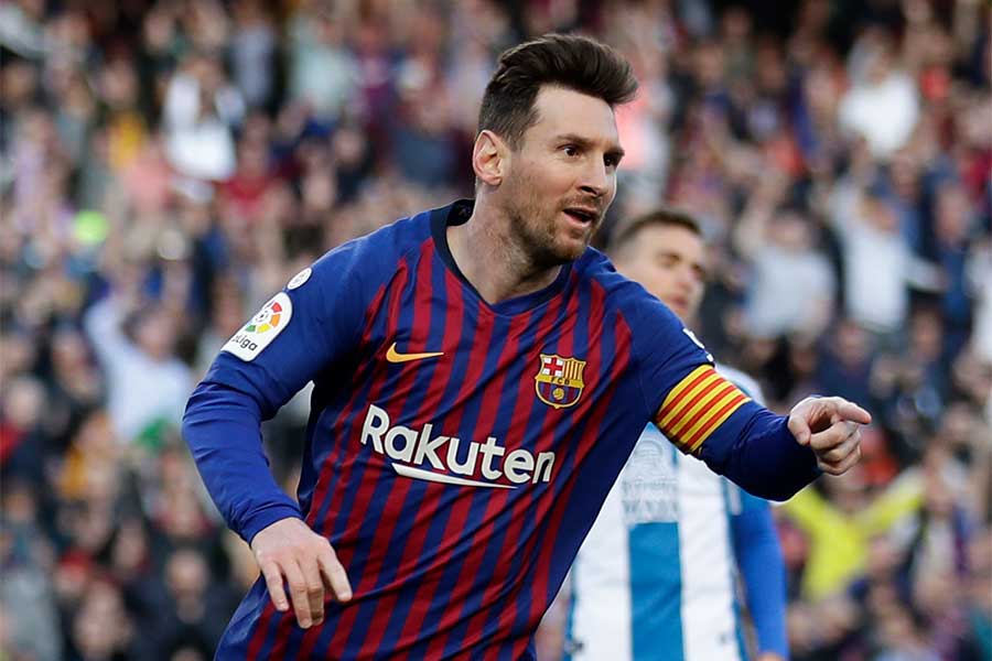 メッシがエスパニョール戦で2ゴールを挙げた【写真:AP】