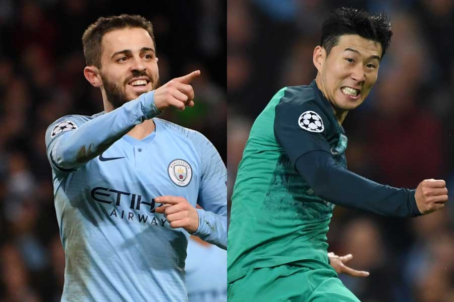 （左から）マンチェスター・シティMFシルバ、トットナムFWソン・フンミン【写真：Getty Images】