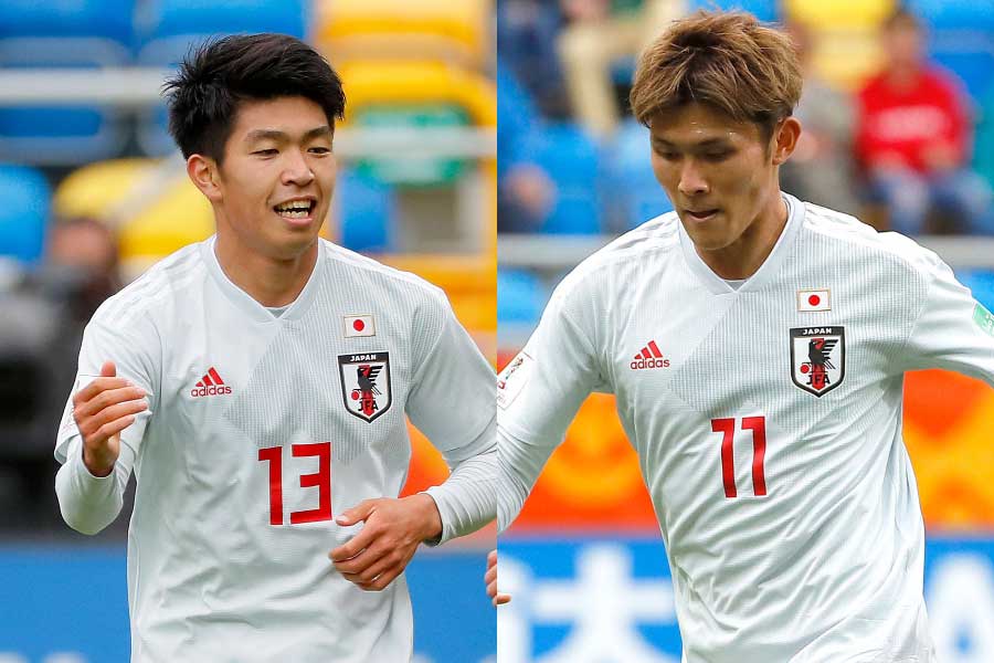 （左から）U-20日本代表FW宮代、FW田川【写真：Getty Images】