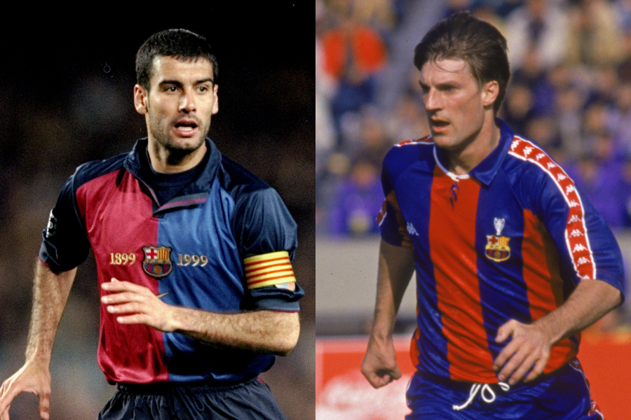 （左から）現役時代のグアルディオラ、ラウドルップ【写真：Getty Images】