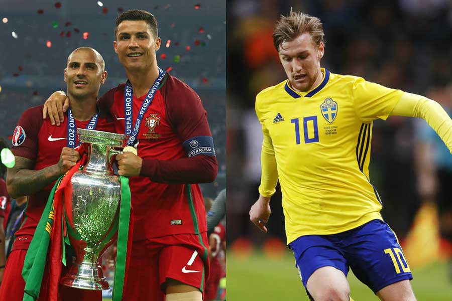 ポルトガル（左）は守備的なスタイルで2年前のEUROを制し、スウェーデンの手堅いサッカーは20年以上にわたり変わっていない【写真：Getty Images】