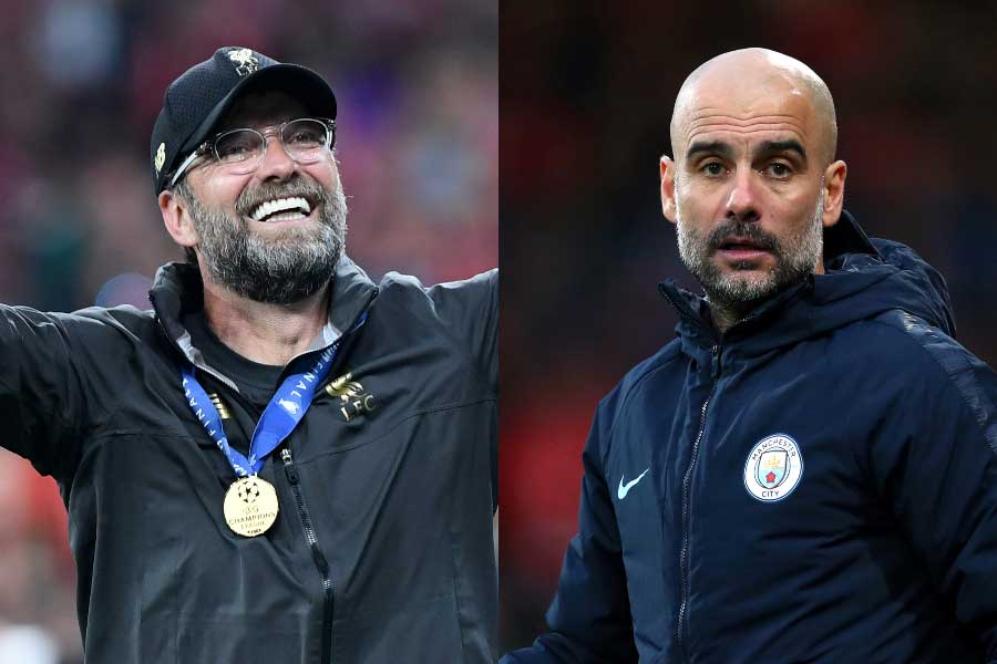 クロップ監督（左）がCL優勝直後にグアルディオラ監督（右）と電話したことを明かした【写真：Getty Images】