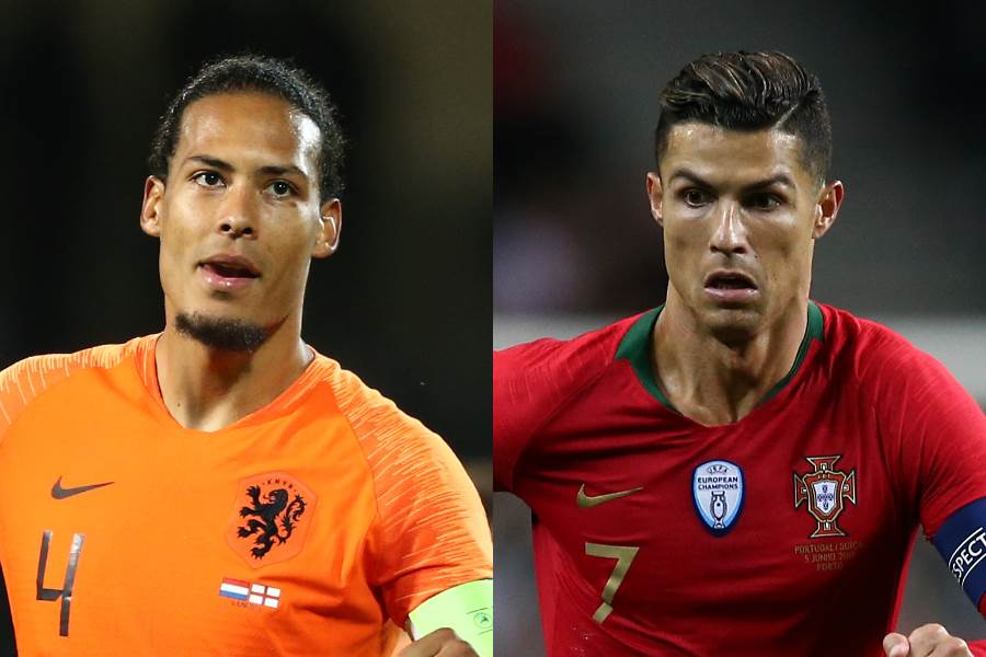 オランダ代表DFファン・ダイク（左）とポルトガル代表FWクリスティアーノ・ロナウド【写真：Getty Images】