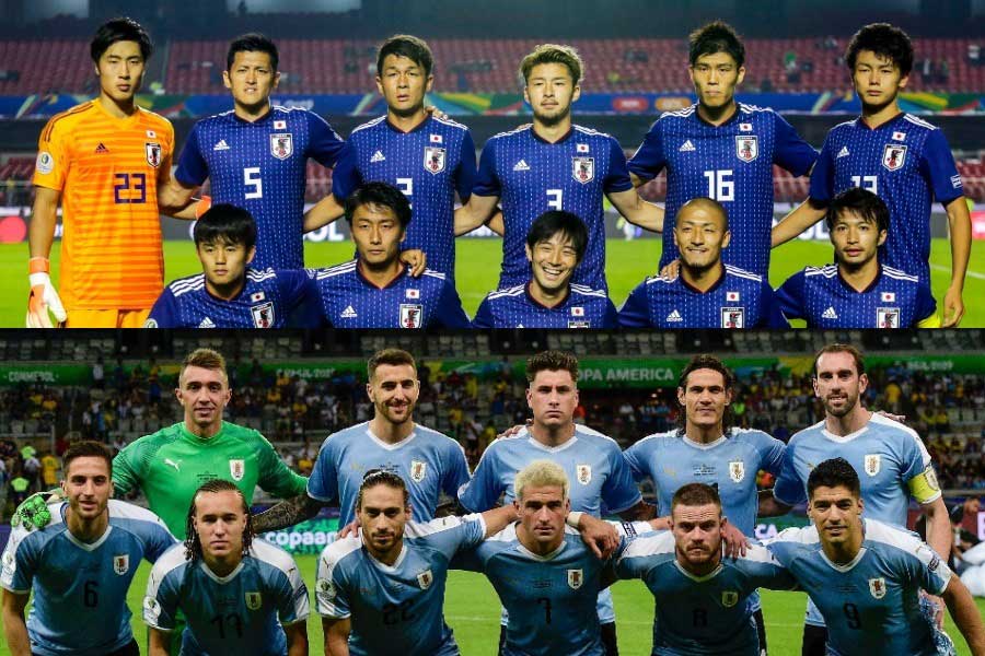 日本代表とウルグアイ代表の「推定市場価格」を比較【写真：AP & Getty Images】