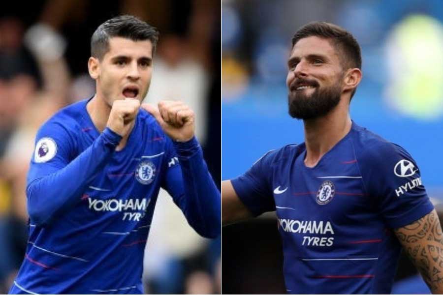 （左から）チェルシーFWモラタ、FWジルーといったストライカーはいるが…【写真：Getty Images】