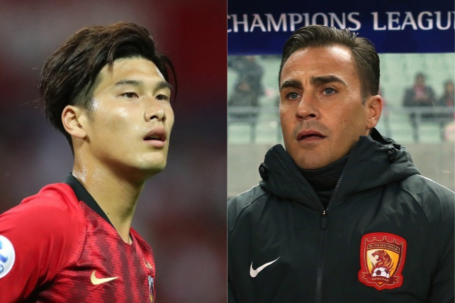 カンナバーロ監督(右)は、浦和DF橋岡に警戒を強めているようだ【写真:高橋学 & Getty Images】