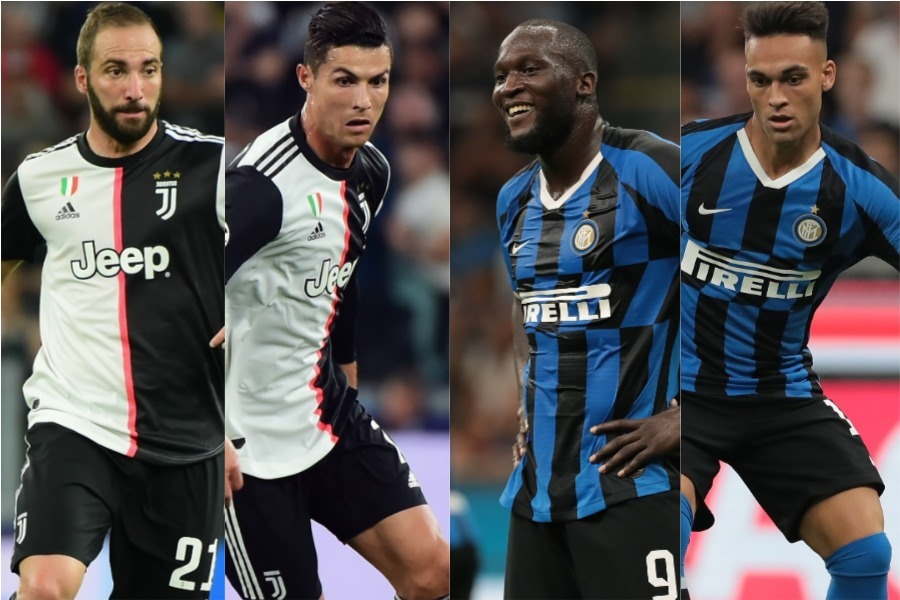 (左から)イグアイン、C・ロナウド、ルカク、マルティネス【写真:Getty Images】