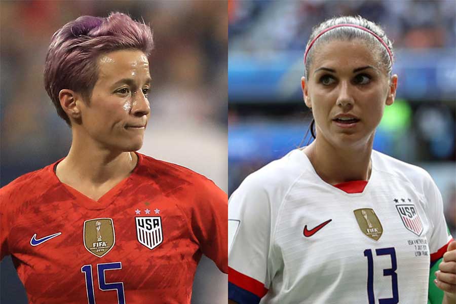 女子の年間代表には、アメリカ代表ラピノー(左)やモーガンらが選出【写真:Getty Images】