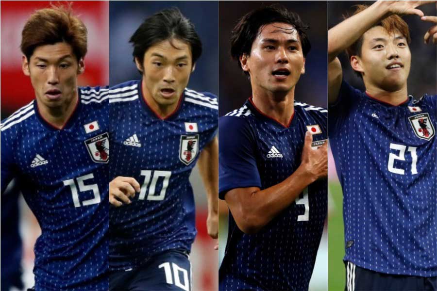 (左から)　大迫、中島、南野、堂安【写真：田口有史】