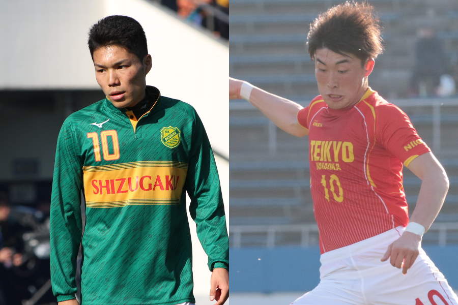 Jリーグ内定が決まっている静岡学園MF松村優太（左）と帝京長岡FW晴山岬【写真：Football ZONE web】