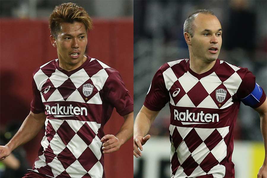 ACL初戦で活躍したFW小川慶治朗とMFアンドレス・イニエスタ【写真:Getty Images】