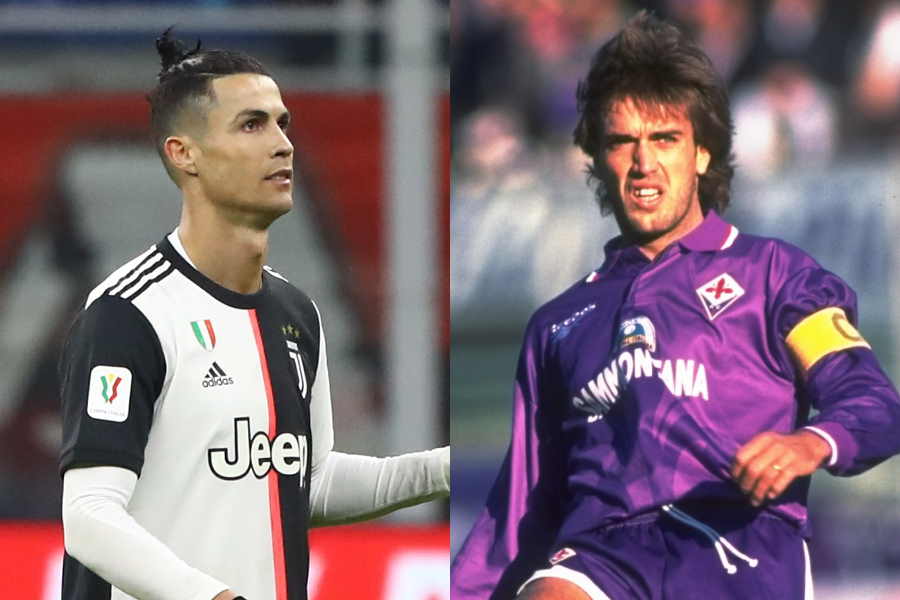 ユベントスFWクリスティアーノ・ロナウド(左)とフィオレンティーナ在籍時のFWガブリエル・バティストゥータ【写真:Getty Images】