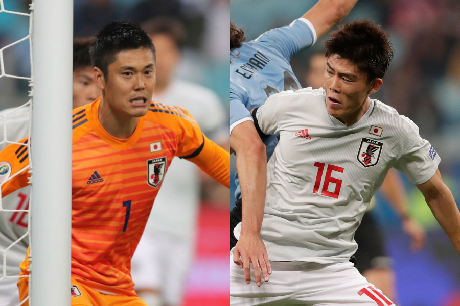 （左から）日本代表GK川島、DF冨安【写真：AP】