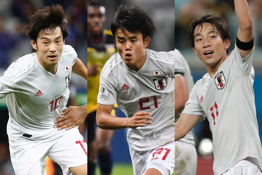 （左から）MF中島、MF久保、MF三好【写真：Copa America＆Getty Images＆AP】