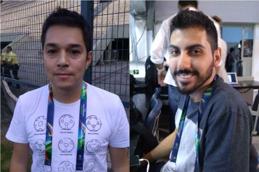 スペイン紙「AS」チリ版記者オヘダ氏、ブラジルメディア「グローボ・エスポルチ」記者ブラガ氏【写真：Football ZONE web】