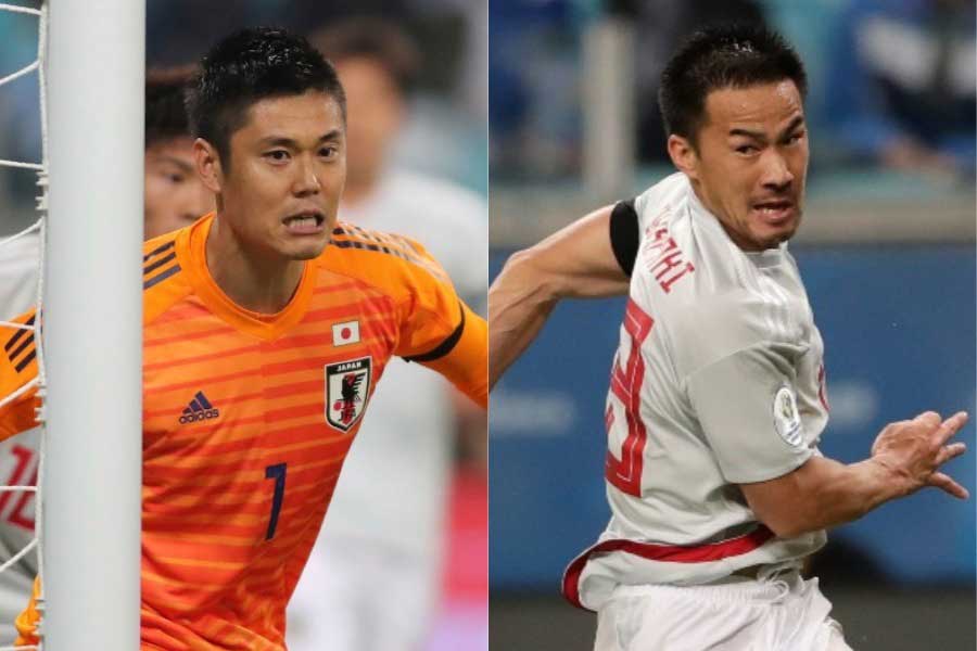 ウルグアイ戦で先発出場を果たしたGK川島、FW岡崎【写真：AP】