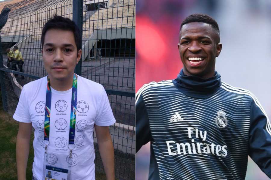 オヘダ記者(左)は、同年代のヴィニシウスの存在が久保の成長を促すと見ている【写真：Football ZONE web & Getty Images】