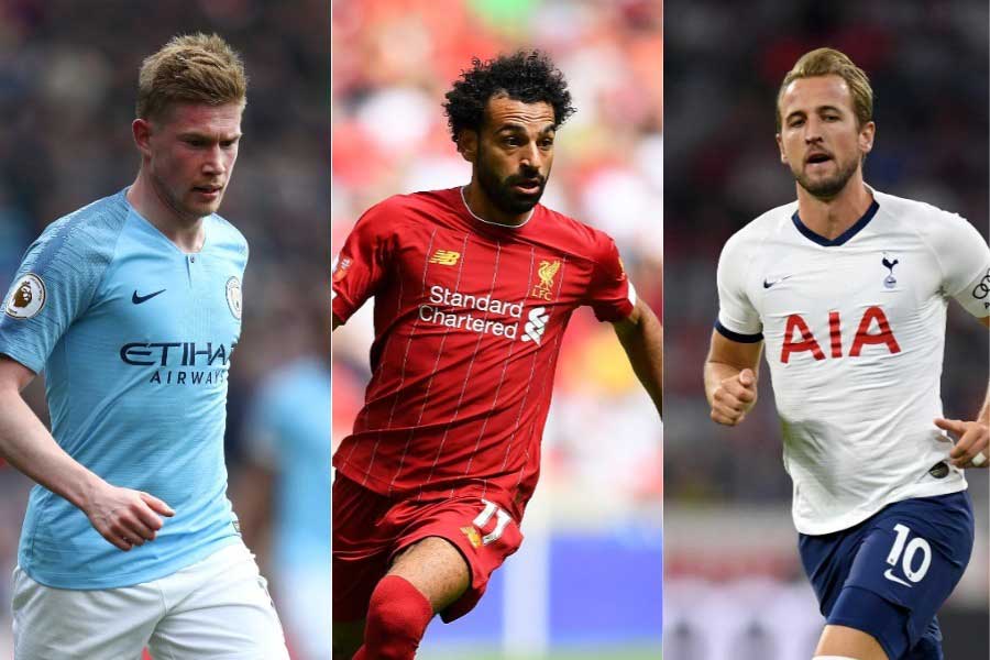 (左から) デ・ブライネ、サラー、ケイン【写真：Getty Images】