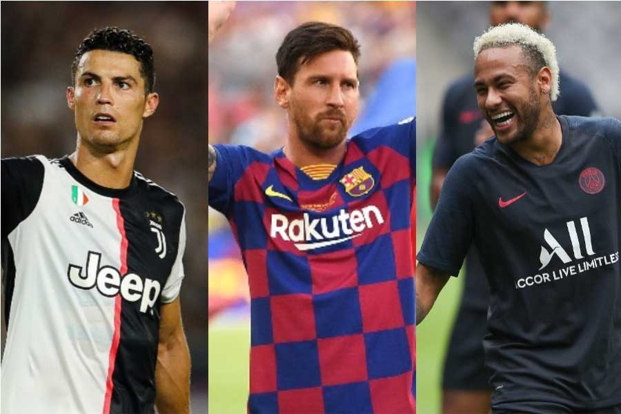 「2019年の高額年俸サッカー選手」のTOP3入りを果たした (左から) ロナウド、メッシ、ネイマール【写真：Getty Images】