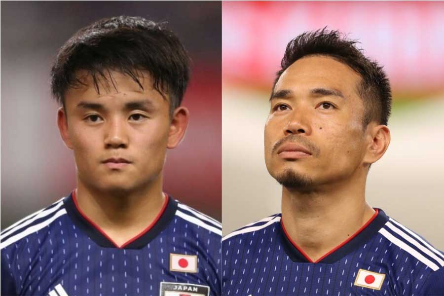 MF久保建英、DF長友佑都【写真:高橋学 & Getty Images】