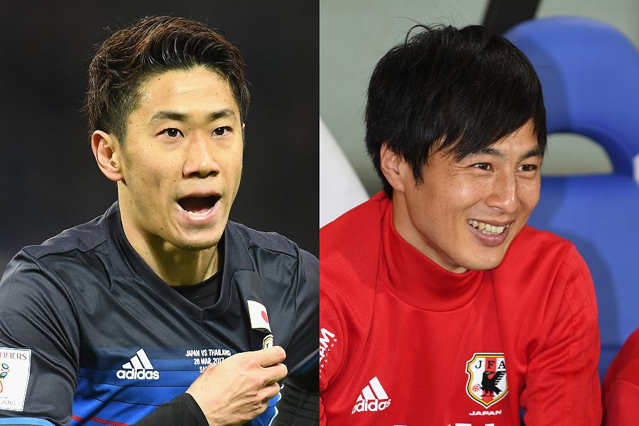 再会を果たしたサラゴサMF香川（左）と元日本代表MF加藤【写真：Getty Images】