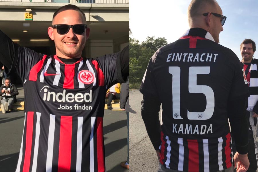 鎌田の背番号「15」を着用するゲラルトさん【写真：Football ZONE web】