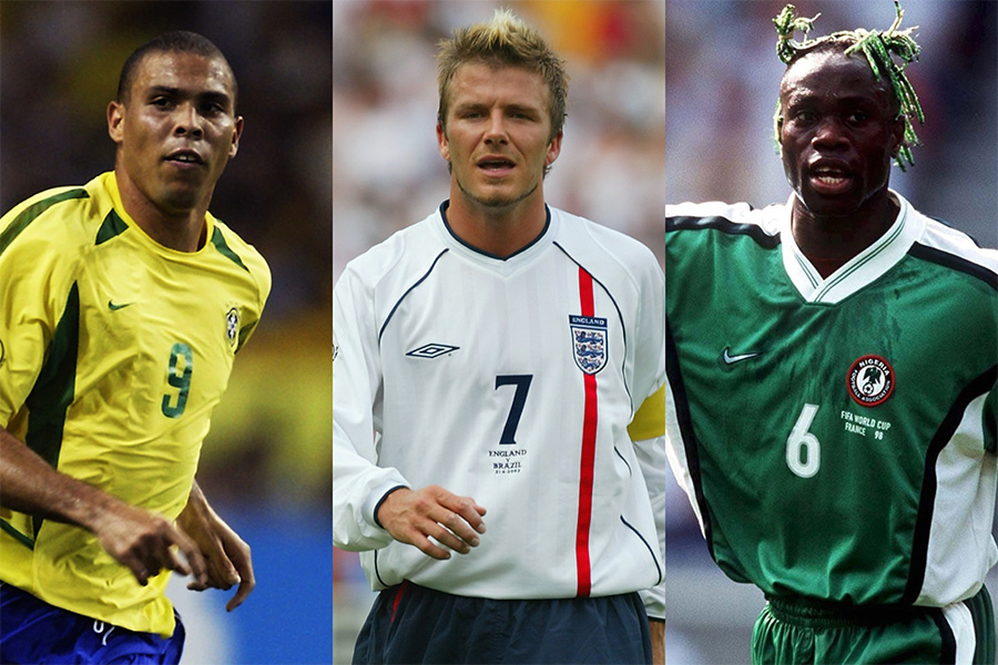 （左から）元ブラジル代表FWロナウド、元イングランド代表MFベッカム、元ナイジェリア代表DFウェスト【写真：Getty Images】
