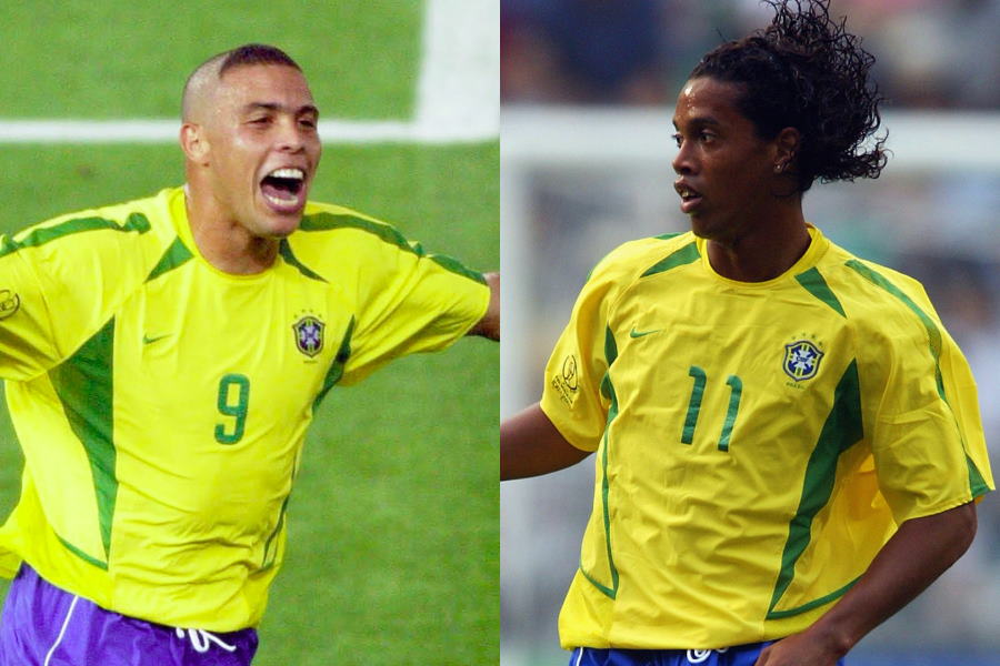 日韓W杯で共闘した元ブラジル代表FWロナウド&ロナウジーニョ【写真：Getty Images】